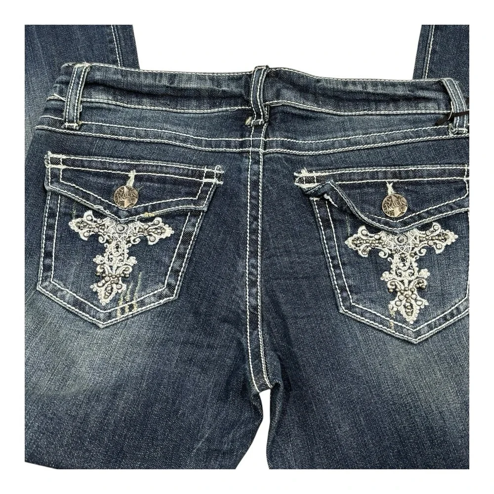 Wrangler Rock 47 Ultra‎ Low Rise Bootcut Jeans Size 3 x 34 (32.5) Bling NWT
